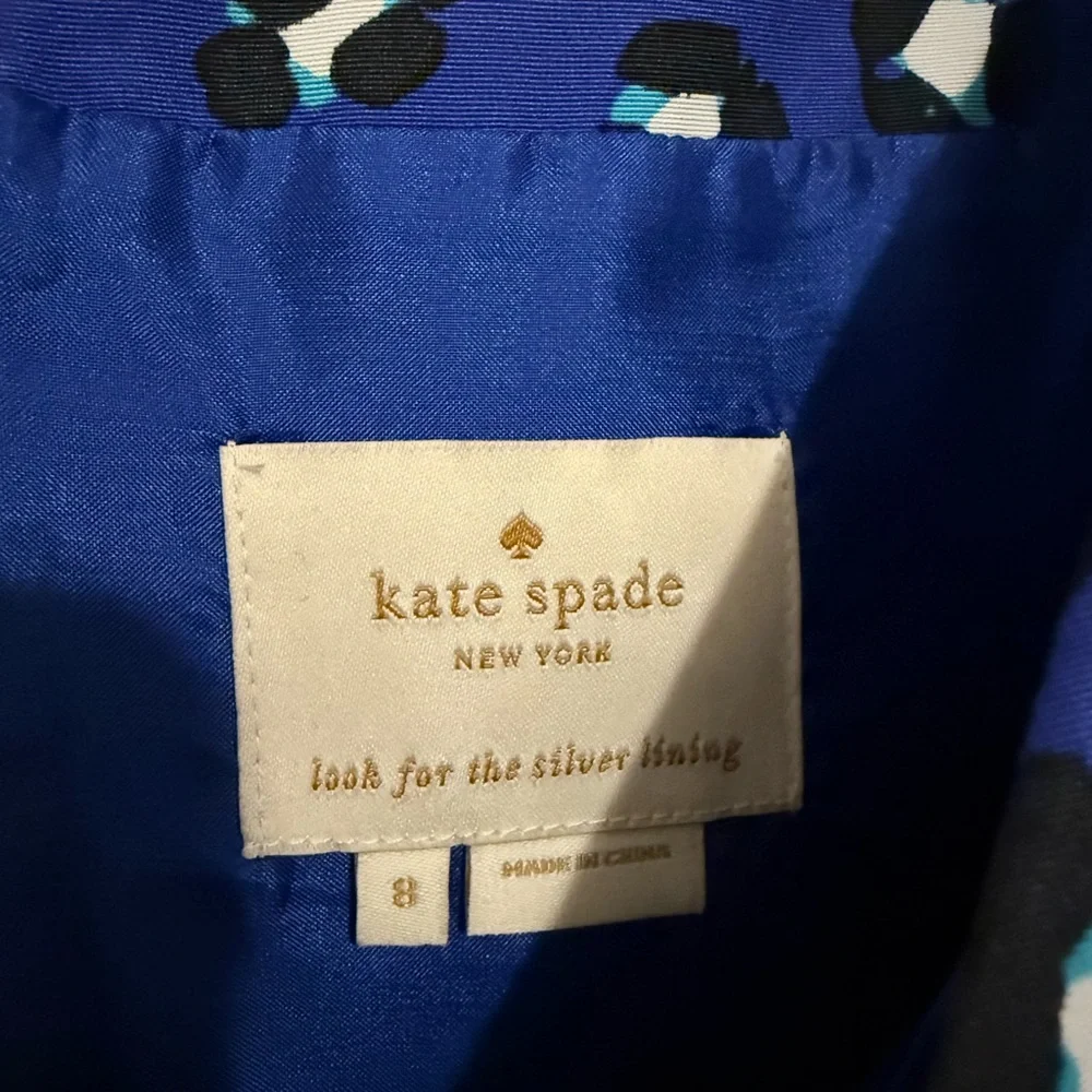 Kate Spade NY Dawson Cyber Cheetah Print Dress Blue V-Neck Pockets Like New 8 - Picture 2 of 9